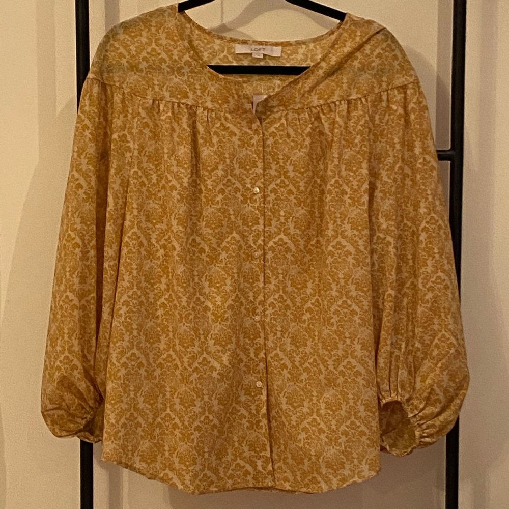 LOFT Gold Flowy Blouse